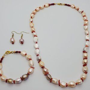 one-of-a-kind, hand-made, pearl and coral